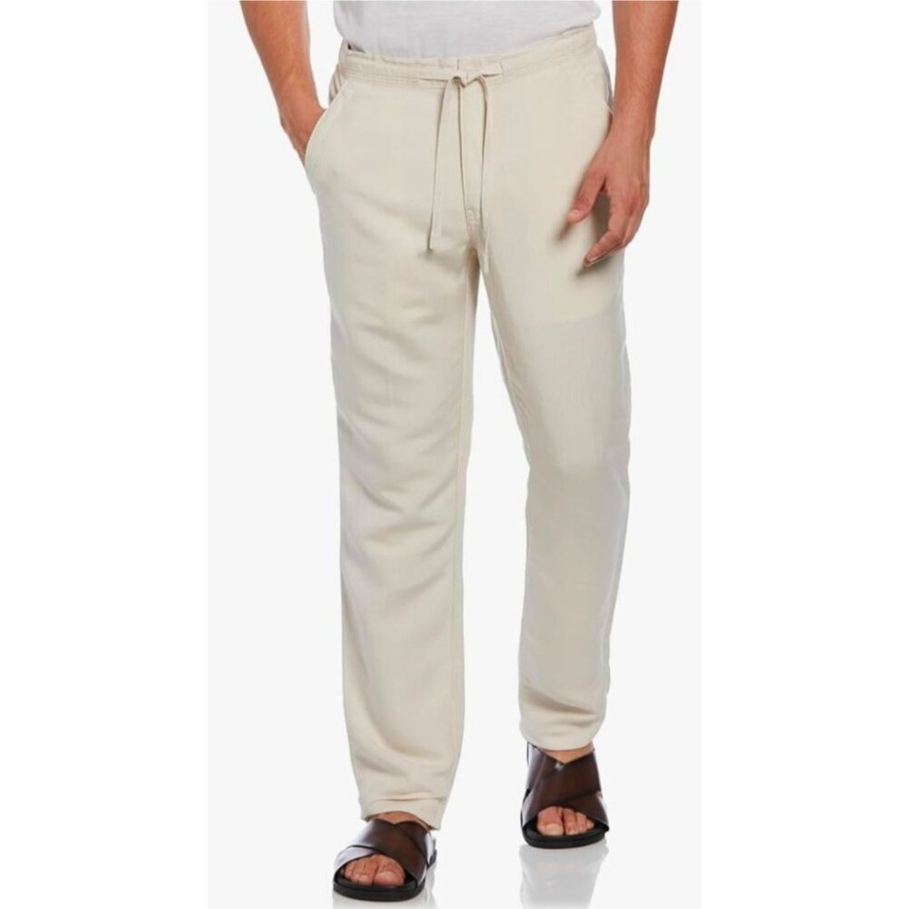 Cubavera Mens Linen Blend Drawstring Pants Light Beige XL NEW Resort Wear